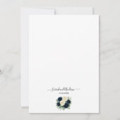 Elegant Navy Blue & Ivory Floral Wedding Einladung (Rückseite)
