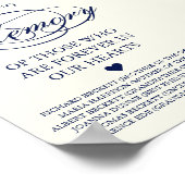 Elegant Navy Blue & Ivory Script Wedding Memorial Poster (Ecke)