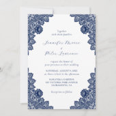 Elegant Navy Blue Lace Hochzeit Einladung (Vorderseite)
