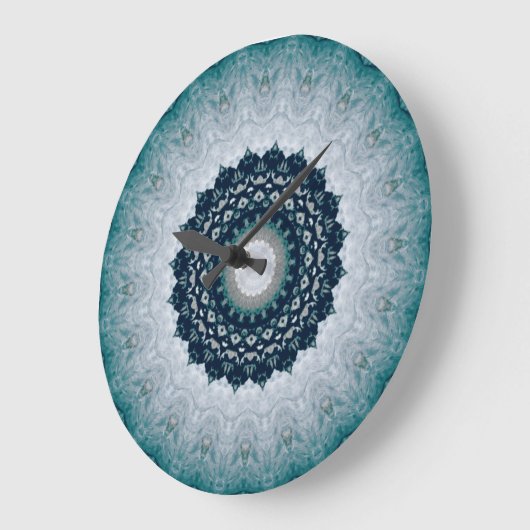 Elegant Navy Blue Mandala Große Wanduhr (Winkel)