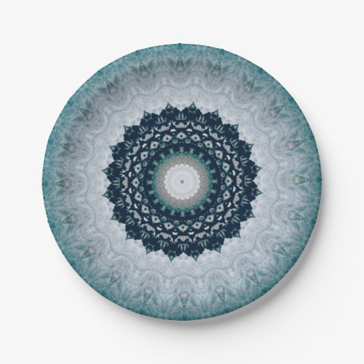 Elegant Navy Blue Mandala Pappteller (Vorderseite)