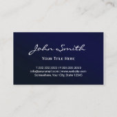 Elegant Navy Blue Metallic Beruflich Visitenkarte (Rückseite)