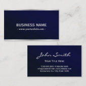 Elegant Navy Blue Metallic Beruflich Visitenkarte (Vorne/Hinten)