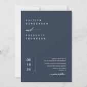 Elegant Navy Blue Minimal Foto QR Code Wedding I Einladung (Vorderseite)