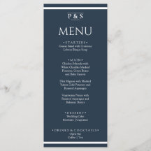 Elegant Navy Blue Minimal Monogram Dinner Wedding