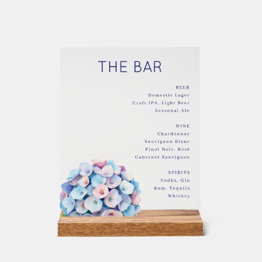 Elegant Navy Blue Minimalist Bar Menu Acrylschild (Vorderseite)