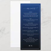 Elegant Navy Blue Minimalist Wedding Menu Menükarte (Vorne/Hinten)