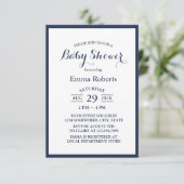 Elegant Navy Blue Minimalistisch Baby Shower Einladung (Stehend Vorderseite)