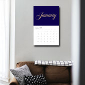 Elegant Navy Blue Minimalistisch| Gold Script Lett Kalender
