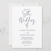 Elegant Navy Blue Minimalistisch Wedding Einladung (Vorderseite)