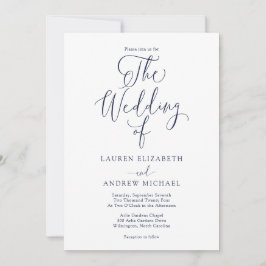 Elegant Navy Blue Minimalistisch Wedding Einladung