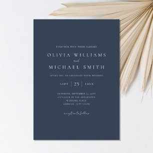 Elegant Navy Blue Minimalistisch Wedding Einladung