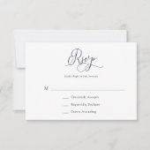 Elegant Navy Blue Minimalistisch Wedding RSVP Card Karte (Vorderseite)