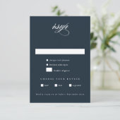 Elegant Navy Blue Minimalistisch Wedding RSVP Karte (Stehend Vorderseite)