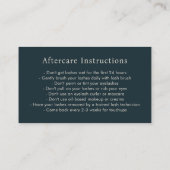 Elegant Navy Blue Modern Aftercare Instructions Visitenkarte (Rückseite)