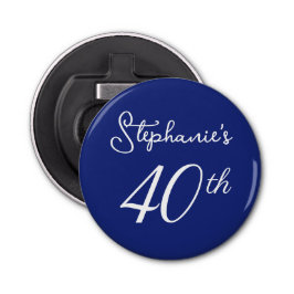 Elegant Navy Blue Monogram 40. Geburtstag Party Flaschenöffner