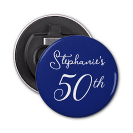 Elegant Navy Blue Monogram 50. Geburtstagsparty Flaschenöffner