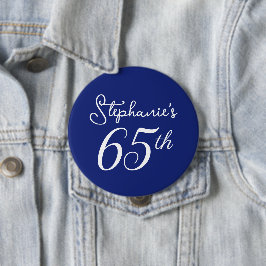 Elegant Navy Blue Monogram 65. Geburtstagsparty Button