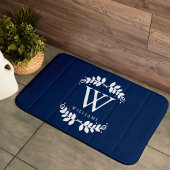Elegant Navy Blue Monogram Badematte