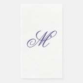 Elegant Navy Blue Monogram Initial Serviette (Vorderseite)