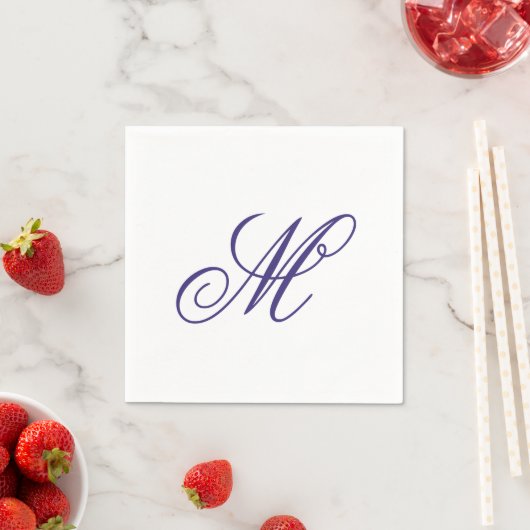 Elegant Navy Blue Monogram Initial Serviette (Beispiel)