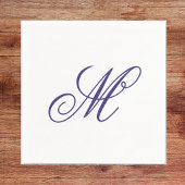 Elegant Navy Blue Monogram Initial Serviette