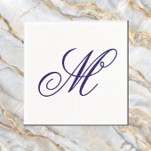 Elegant Navy Blue Monogram Initial Serviette