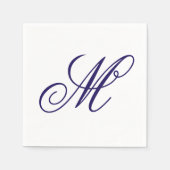 Elegant Navy Blue Monogram Initial Serviette (Vorderseite)