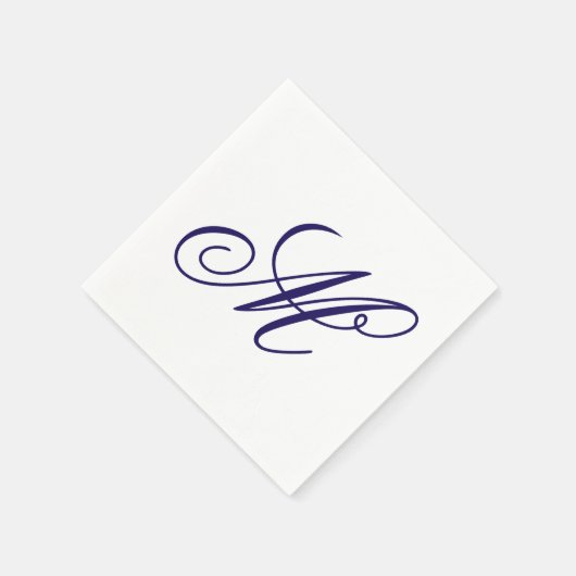 Elegant Navy Blue Monogram Initial Serviette (Ecke)