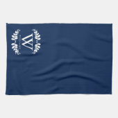 Elegant Navy Blue Monogram Küchentuch (Horizontal)