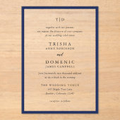 Elegant Navy Blue Monogram Modern Wedding Acryleinladungen (Vorderseite)