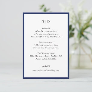 Elegant Navy Blue Monogram Modern Wedding Begleitkarte