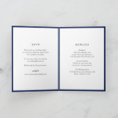 Elegant Navy Blue Monogram Modern Wedding Einladung (Innenseite)