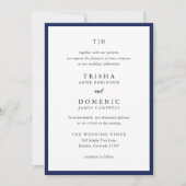 Elegant Navy Blue Monogram Modern Wedding Einladung (Vorderseite)