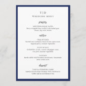 Elegant Navy Blue Monogram Modern Wedding Menükarte (Vorderseite)