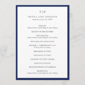Elegant Navy Blue Monogram Modern Wedding Programm (Vorderseite)
