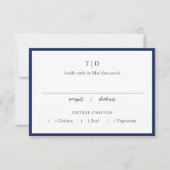 Elegant Navy Blue Monogram Modern Wedding RSVP Karte (Vorderseite)