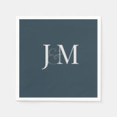 Elegant Navy Blue | Monogram Paper Napkin Serviette (Vorderseite)