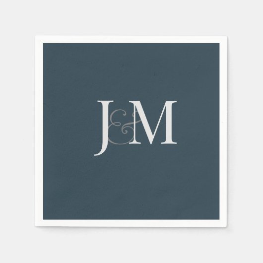 Elegant Navy Blue | Monogram Paper Napkin Serviette (Vorderseite)