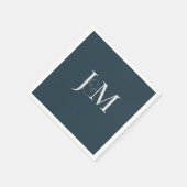 Elegant Navy Blue | Monogram Paper Napkin Serviette (Ecke)