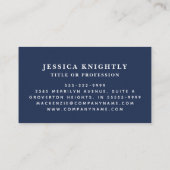 Elegant Navy Blue Monogram Script Initials Visitenkarte (Rückseite)