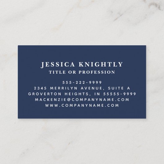 Elegant Navy Blue Monogram Script Initials Visitenkarte (Rückseite)