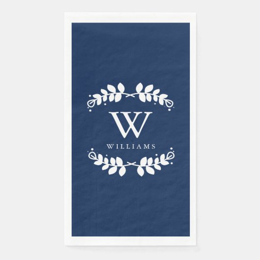 Elegant Navy Blue Monogram Serviette (Vorderseite)