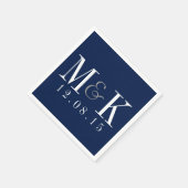 Elegant Navy Blue Monogram Wedding Napkins Serviette (Ecke)