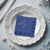 Elegant Navy Blue Monogram Wedding Servietten Mit Folie