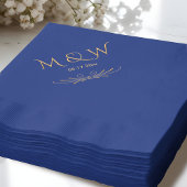 Elegant Navy Blue Monogram Wedding Servietten Mit Folie