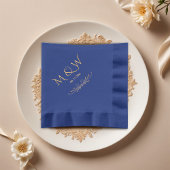 Elegant Navy Blue Monogram Wedding Servietten Mit Folie