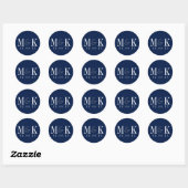 Elegant Navy Blue Monogram Wedding Sticker (Blatt)