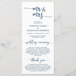 Elegant Navy Blue, Mr. and Mrs., Wedding Zeremony Programm