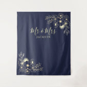 Elegant Navy Blue Mr. & Mrs. Wedding Backdrop Wandteppich (Vorderseite)